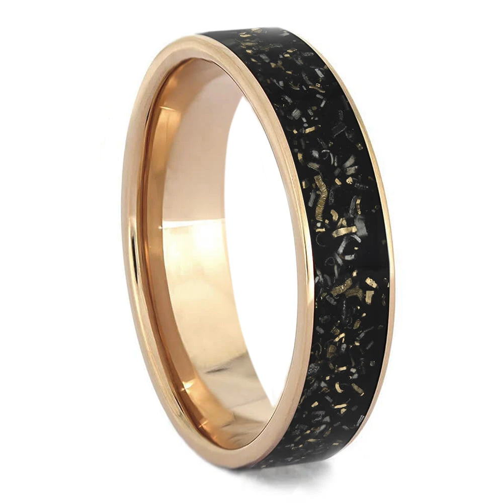 Gold & Black Stardust Men's Wedding Band 4 Gold & Black Stardust Men's Wedding Band - Image 2