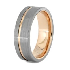 Solid Gold Wedding Band With Brushed Titanium Accents 11 Solid Gold Wedding Band With Brushed Titanium Accents -Johan Jewelry Shop 3705 2 E