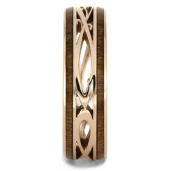 Swirling Gold Wedding Band With Wood -Johan Jewelry Shop 3717 1E