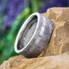 Men's Meteorite Wedding Band With Titanium Pinstripe -Johan Jewelry Shop 3748Artsy 1