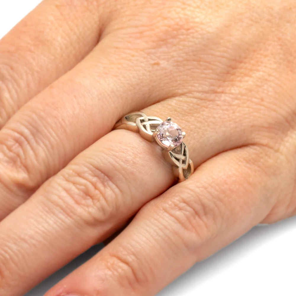 Morganite Engagement Ring With Honduran Rosewood Inlay 9 Morganite Engagement Ring With Honduran Rosewood Inlay - Image 7