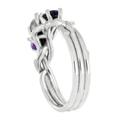 Meteorite Stone Ring With Amethyst Accents -Johan Jewelry Shop 375634prong