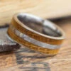 Tungsten Men's Wedding Band With Meteorite & Whiskey Barrel Oak -Johan Jewelry Shop 3760Art