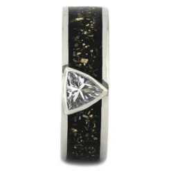 Trillion Cut White Sapphire Engagement Ring With Black Stardust™ -Johan Jewelry Shop 3786 1 E