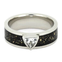 Trillion Cut White Sapphire Engagement Ring With Black Stardust™ -Johan Jewelry Shop 3786 3 E