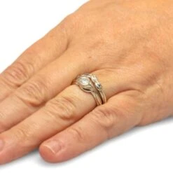 Unique Nature Inspired Bridal Set, Bezel Set Engagement Ring 9 Unique Nature Inspired Bridal Set, Bezel Set Engagement Ring -Johan Jewelry Shop 3794 4336Handshot