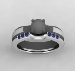 Platinum Shadow Band With Blue Sapphires -Johan Jewelry Shop 3851 2108