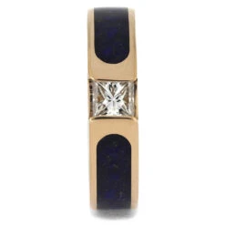 Princess Cut Moissanite Ring With Lapis Lazuli -Johan Jewelry Shop 3859 1E