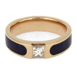 Princess Cut Moissanite Ring With Lapis Lazuli -Johan Jewelry Shop 3859 4E