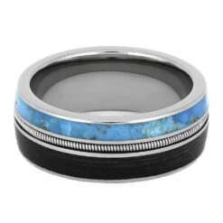 Vinyl Record Ring With Guitar String And Turquoise -Johan Jewelry Shop 3886 3E