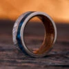 Meteorite, Blue Box Elder Burl, And Titanium Ring With Whiskey Wood Sleeve -Johan Jewelry Shop 3933new 1