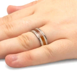 Whiskey Barrel Wood And Antler Men's Ring 15 Whiskey Barrel Wood And Antler Men's Ring -Johan Jewelry Shop 3938 Handshot