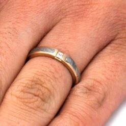 White Sapphire Band With Meteorite Inlay 11 White Sapphire Band With Meteorite Inlay -Johan Jewelry Shop 393a885a7f7dc25f7ed961d702fb3842