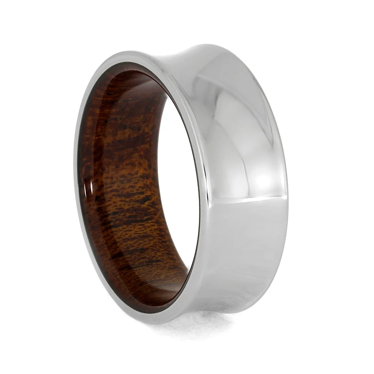 Concave Wedding Band, Mahogany Wood Ring 4 Concave Wedding Band, Mahogany Wood Ring - Image 2