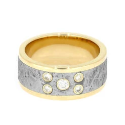 Solid Gold Meteorite Ring With Bezel Set Diamonds 9 Solid Gold Meteorite Ring With Bezel Set Diamonds -Johan Jewelry Shop 3955 4 Ex750