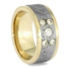Solid Gold Meteorite Ring With Bezel Set Diamonds -Johan Jewelry Shop 3955new