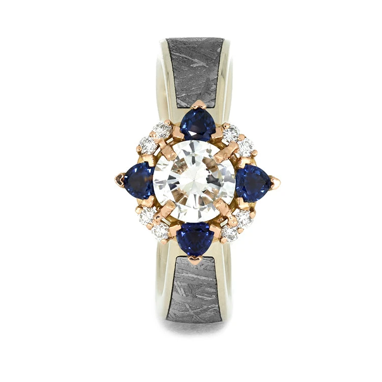 Unique Diamond Halo Engagement Ring With Meteorite 4 Unique Diamond Halo Engagement Ring With Meteorite - Image 2