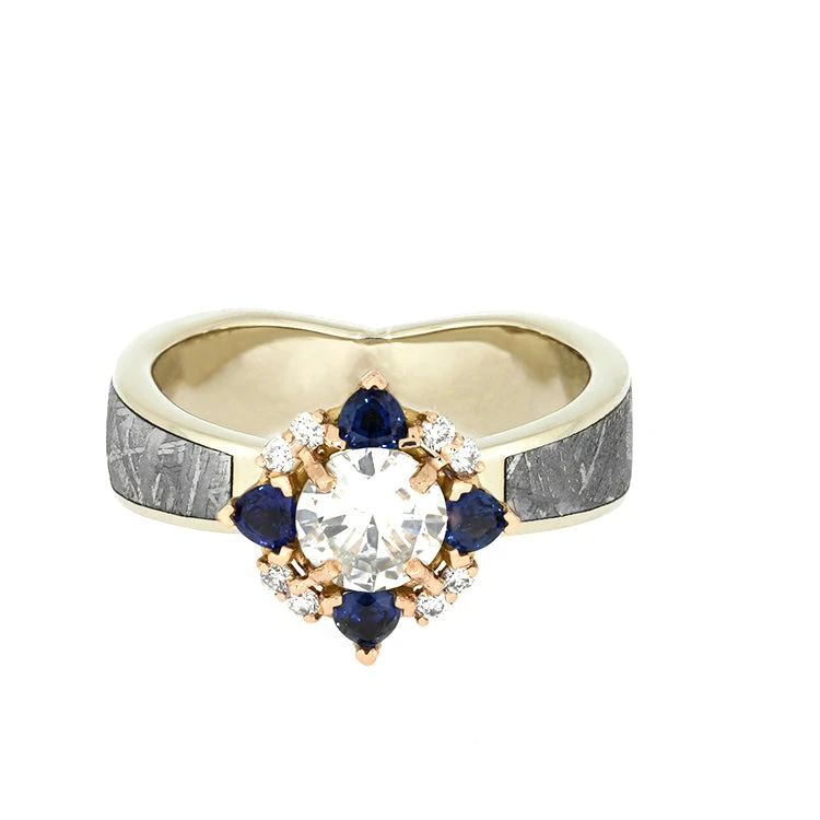 Unique Diamond Halo Engagement Ring With Meteorite 6 Unique Diamond Halo Engagement Ring With Meteorite - Image 4