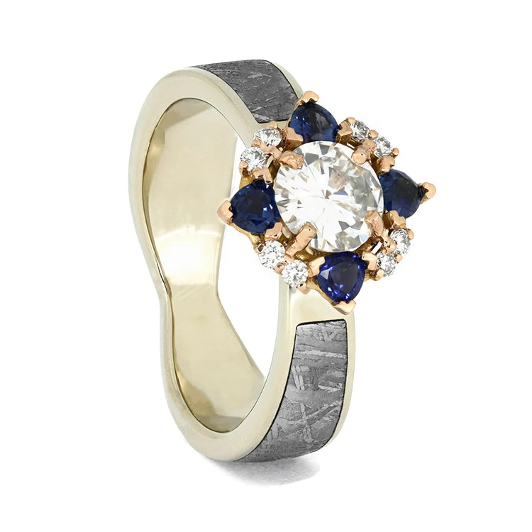 Unique Diamond Halo Engagement Ring With Meteorite 3 Unique Diamond Halo Engagement Ring With Meteorite