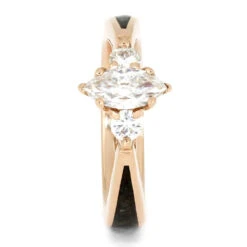Marquise Cut Moissanite Engagement Ring With Dinosaur Bone Inlay -Johan Jewelry Shop 3989 1 E