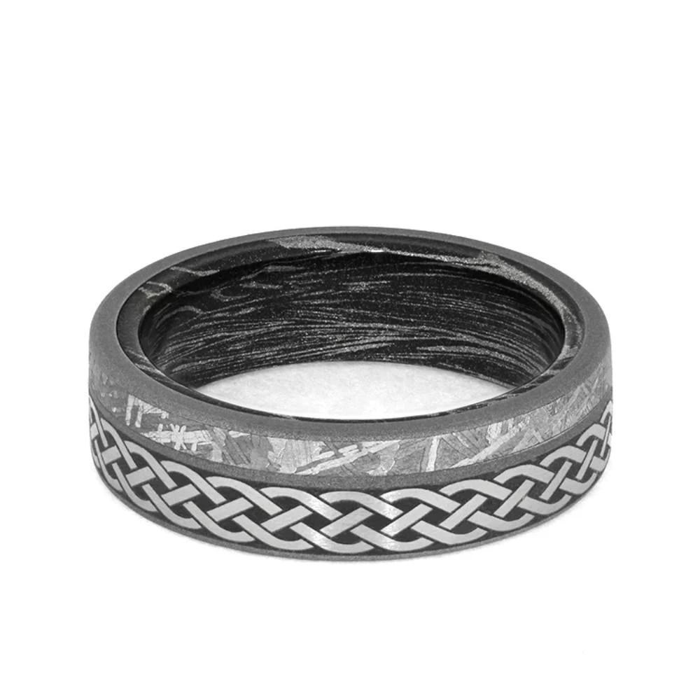 Celtic Men's Wedding Ring With Mokume Sleeve 7 Celtic Men's Wedding Ring With Mokume Sleeve - Image 5