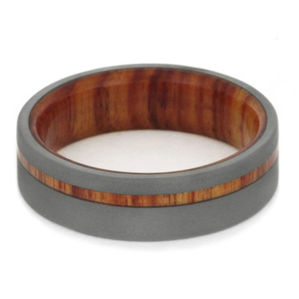 Exotic Wood & Sandblasted Titanium Ring 7 Exotic Wood & Sandblasted Titanium Ring - Image 5