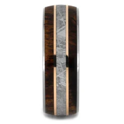 Meteorite Ring With Koa Wood And Gold Pinstripes 7 Meteorite Ring With Koa Wood And Gold Pinstripes -Johan Jewelry Shop 4019newedgesRG2