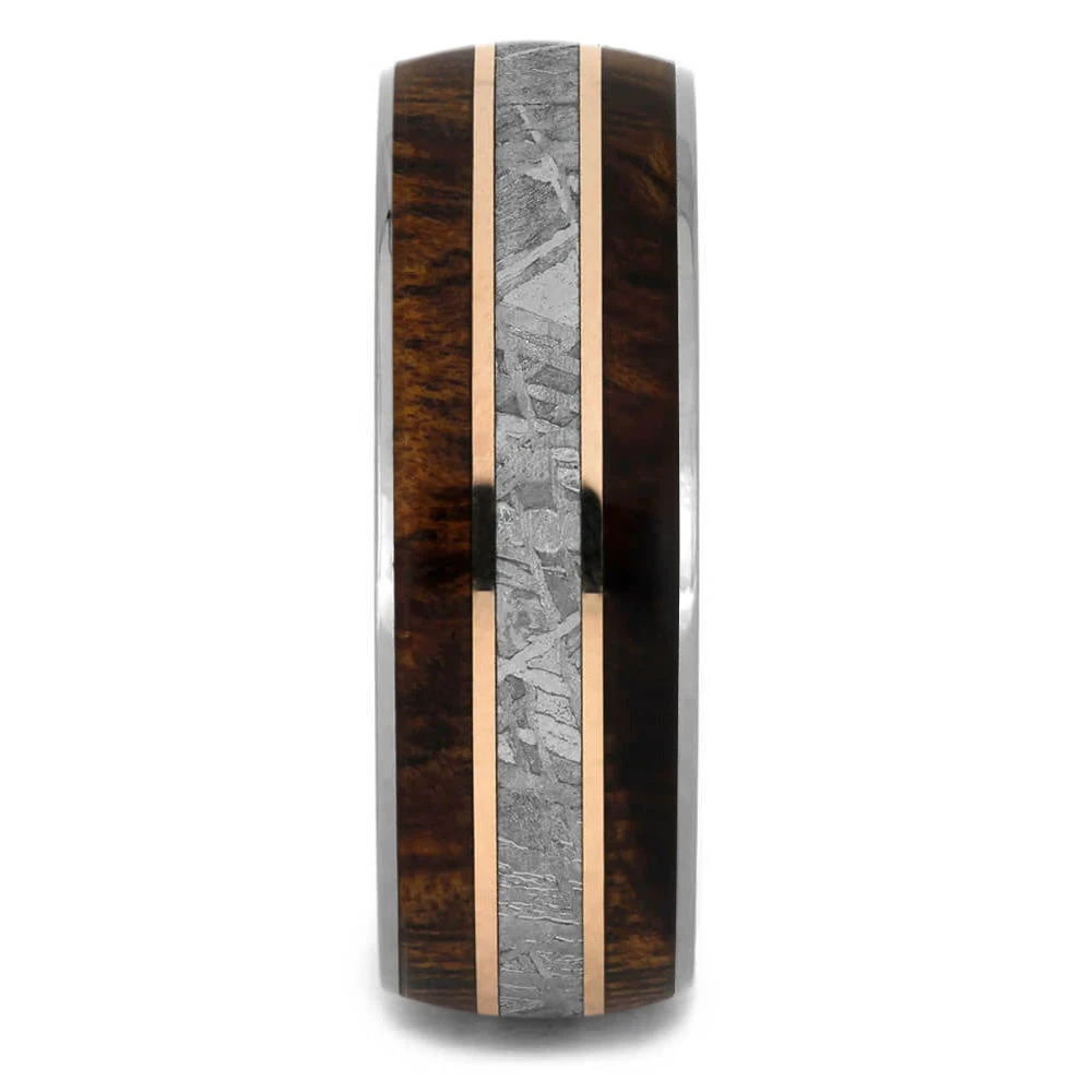 Meteorite Ring With Koa Wood And Gold Pinstripes 5 Meteorite Ring With Koa Wood And Gold Pinstripes - Image 3