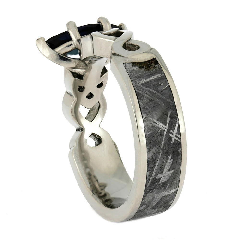 Marquise Sapphire Engagement Ring, Trinity Knot White Gold Ring 5 Marquise Sapphire Engagement Ring, Trinity Knot White Gold Ring - Image 3