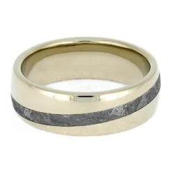 Offset Meteorite Men's Wedding Band In White Gold, Slanted Design 14 Offset Meteorite Men's Wedding Band In White Gold, Slanted Design -Johan Jewelry Shop 4026 4 E