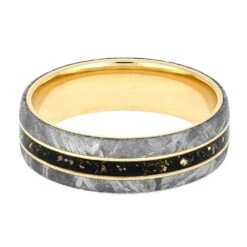 Meteorite Men's Wedding Band With Black Stardust -Johan Jewelry Shop 4040 3E