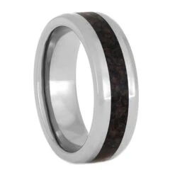 Dinosaur Bone Men's Wedding Band With Beveled Edge -Johan Jewelry Shop 4041 Crushed