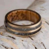 Gold Wedding Band With Meteorite & Dinosaur Bone -Johan Jewelry Shop 4046newart