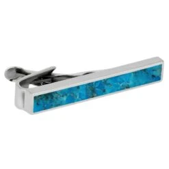 Genuine Turquoise Tie Clip -Johan Jewelry Shop 4052 Tie Bar Turquoise Silver 1