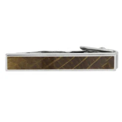 Whiskey Barrel Oak Wood Tie Clip -Johan Jewelry Shop 4053 Tie Bar Whiskey Barrel Silver 3