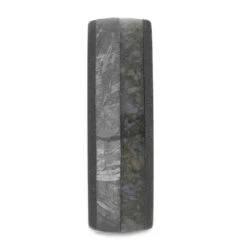 Men's Meteorite Wedding Band With Dinosaur Bone And Wood Sleeve -Johan Jewelry Shop 40632crushed