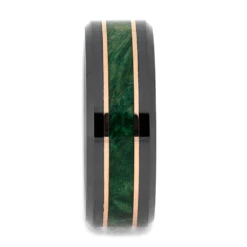 Green Wood & Black Ceramic Ring With Pinstripes -Johan Jewelry Shop 4081 1 Ex1000