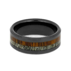 Men's Wedding Band With Antler & Ironwood -Johan Jewelry Shop 4092 3 E
