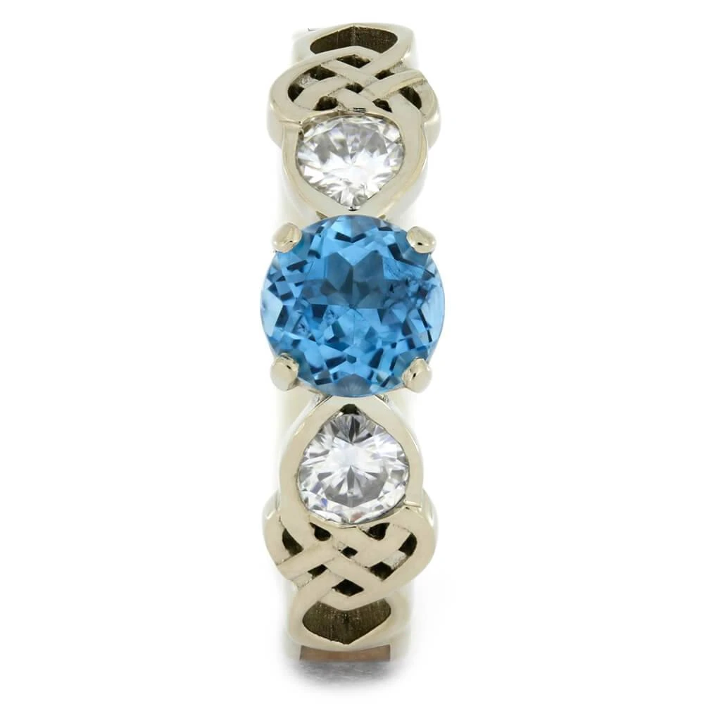 Three Stone Celtic Engagement Ring With Wood Inlay 4 Three Stone Celtic Engagement Ring With Wood Inlay - Image 2