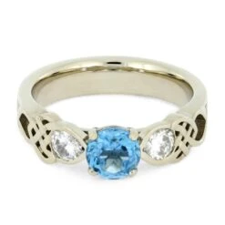 Three Stone Celtic Engagement Ring With Wood Inlay 9 Three Stone Celtic Engagement Ring With Wood Inlay -Johan Jewelry Shop 4101 3E