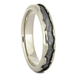 Matching Wavy White Gold Bridal Set With Rough Diamond And Meteorite -Johan Jewelry Shop 4102wg 11a4e7cc bc0a 4f37 8973 e15f58c11d30