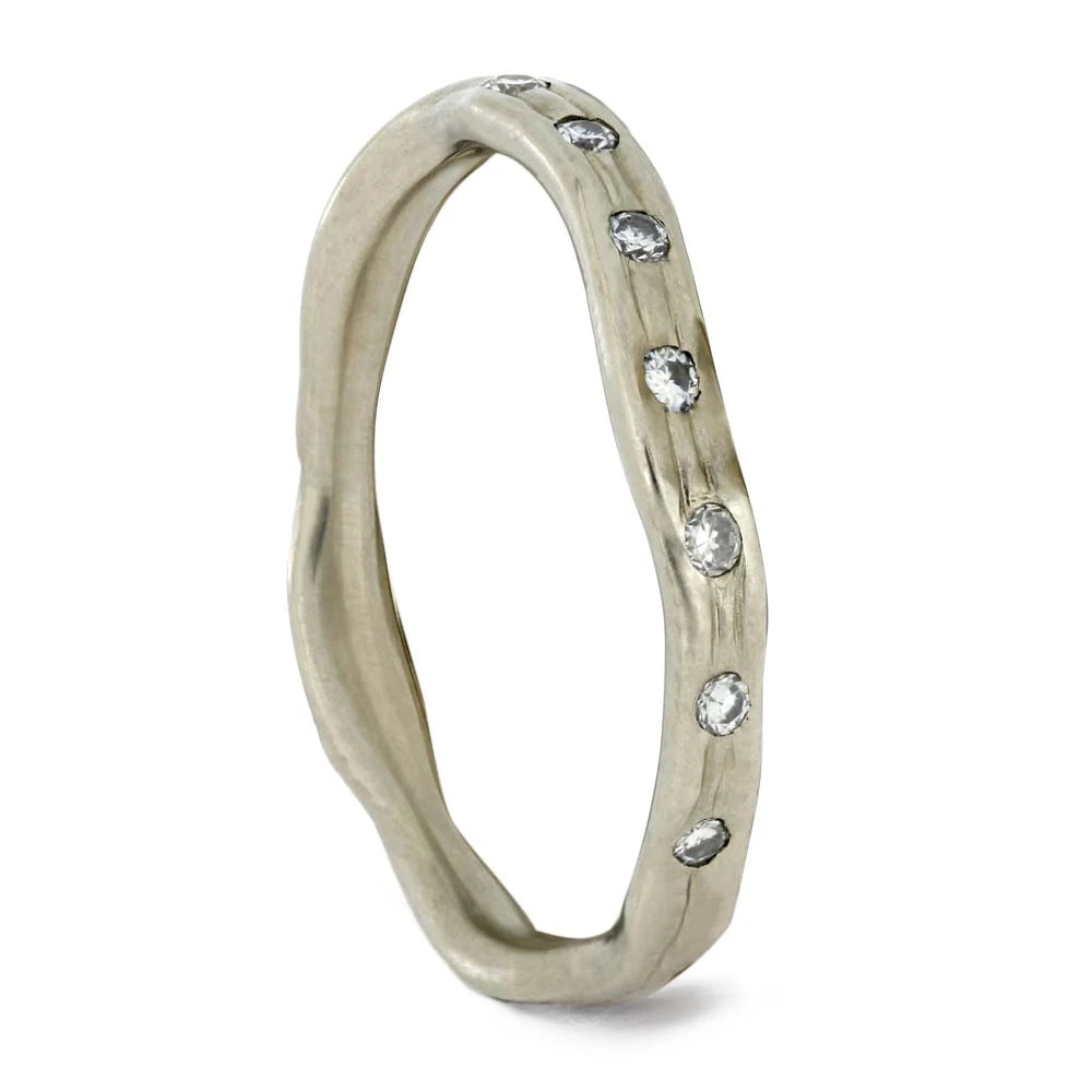 White Gold Moissanite Shadow Band, Nature Ring Mate To Branch Engagement Ring 4 White Gold Moissanite Shadow Band, Nature Ring Mate To Branch Engagement Ring - Image 2