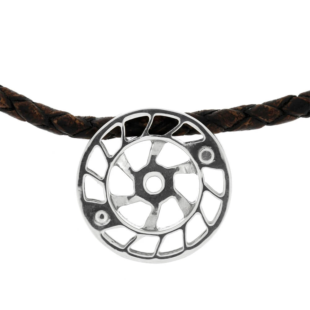 Brown Braided Leather Necklace With Reel Pendant 4 Brown Braided Leather Necklace With Reel Pendant - Image 2