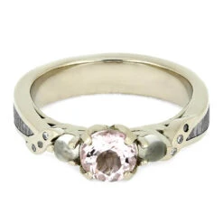 Morganite Engagement Ring With Moonstones And Meteorite -Johan Jewelry Shop 4167 4 E