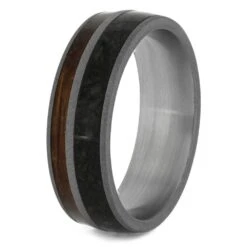Whiskey Oak And Dino Bone Men's Wedding Band -Johan Jewelry Shop 4168 2E