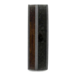 Whiskey Oak And Dino Bone Men's Wedding Band -Johan Jewelry Shop 4168Flat
