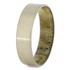 Brushed White Gold Wedding Band With Antler Sleeve -Johan Jewelry Shop 4169 2 E