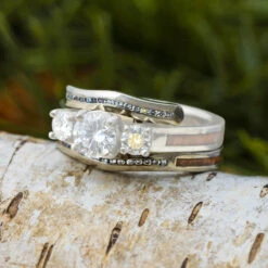 Personalized Koa Wood Ring Guard With Polished Gold