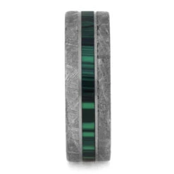 Malachite And Meteorite Men's Wedding Band, Green Ring For Man -Johan Jewelry Shop 4218 Malachite 2