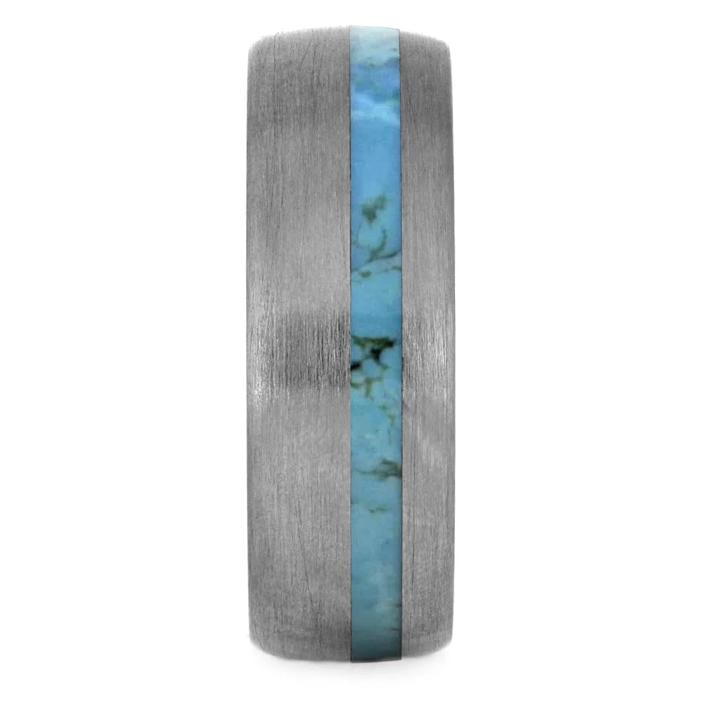 Turquoise Wedding Band With Brushed Titanium Finish 5 Turquoise Wedding Band With Brushed Titanium Finish - Image 3